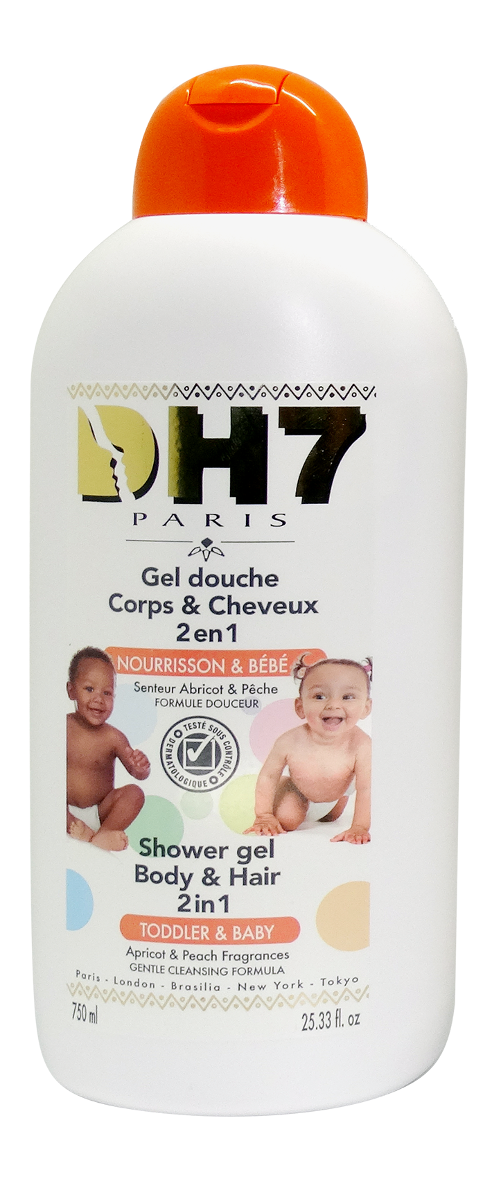 DH7 Gel Douche Bébé Senteurs Pêche et Abricot - cosmetics ebene